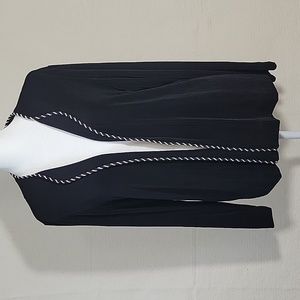 Chico's Travelers Black Slinky Knit Rope Twist Detail Cardigan -  Size 2 / L